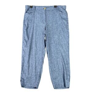 J Jill Linen Stretch Pants L Mid Rise Tapered Cropped Relaxed Fit Casual Trouser